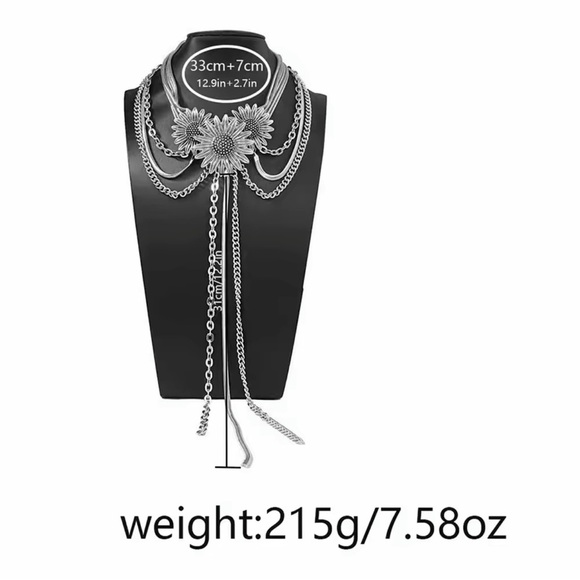 Vintage-Inspired Layered Sunflower Choker Necklace – Statement Piece - Picture 7 of 14